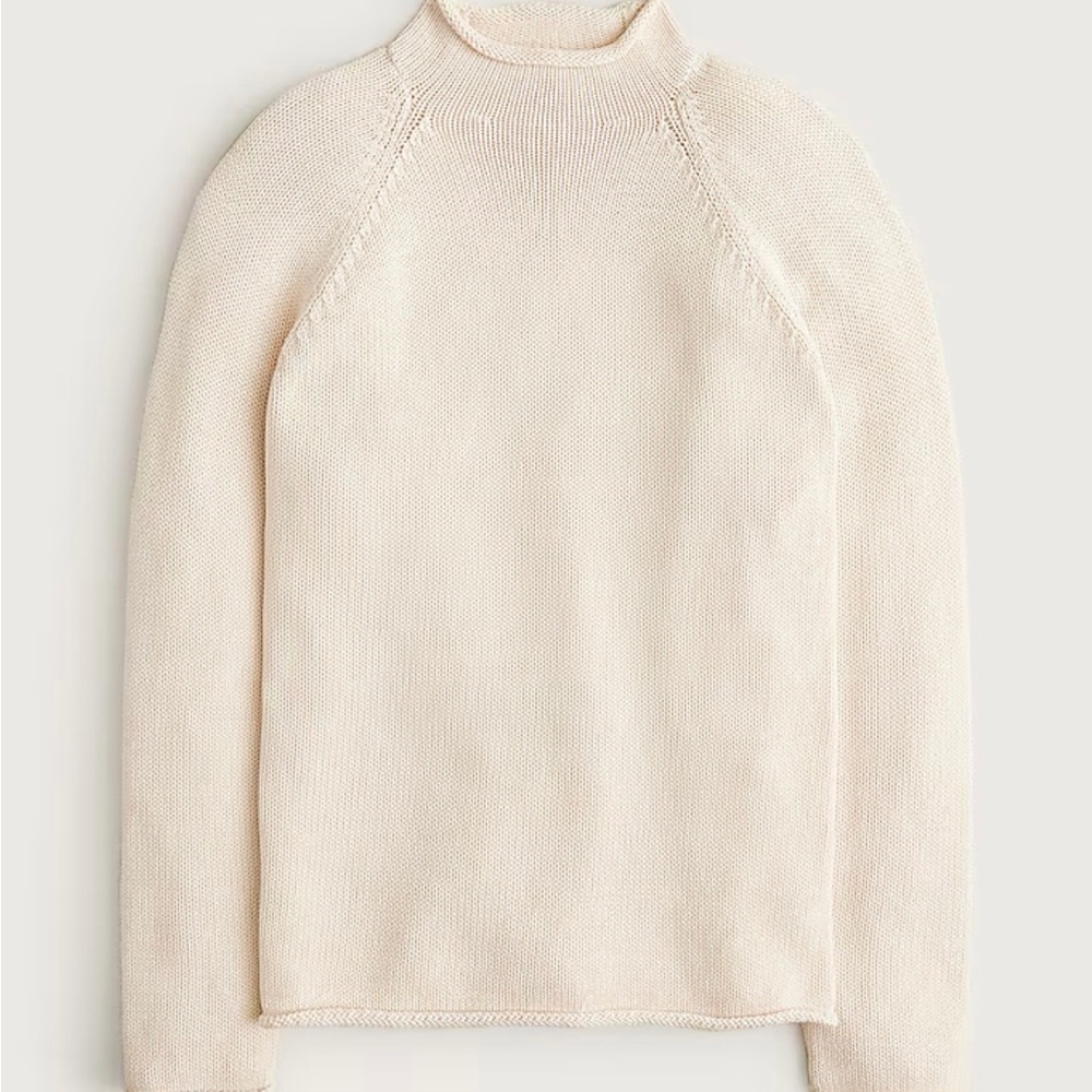 J.Crew Rollneck Cotton Sweater,  Mountain  White, Large, NWT